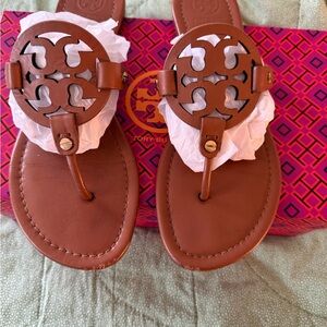 Tory Burch Tan Leather Thong Sandals